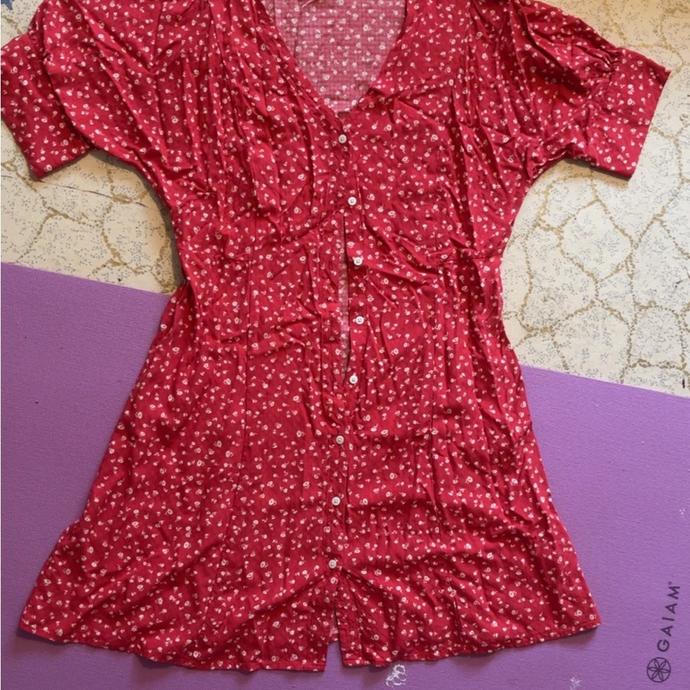 Joe Fresh Red Floral Button-up Dress